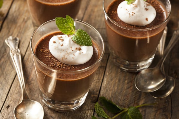 chocolate mousse in a glass