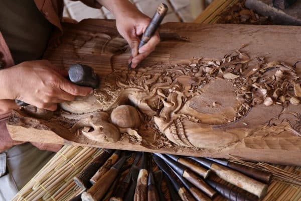 Intricate wood carving
